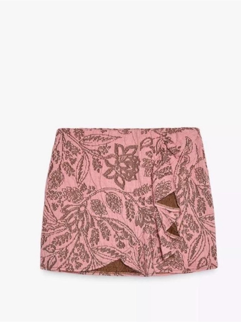 Zara Pink Floral Embroidered Mini Skirt